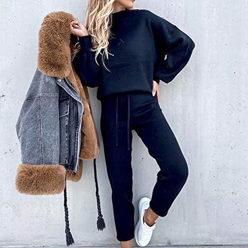 FORWELLY Dvodijelni odijeli za žene zimske povremene kapuljače za usjeve i trenirke set Sport Sweatsuit Loungewear