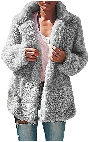 Sherpa obložene jakne žene, dugi rukavi Prilično otvoreni kaput za žene Fall School Fit Fuzzy Cardigan