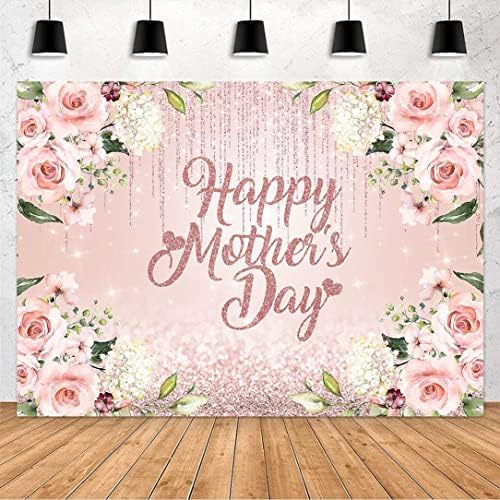 Pozadina od 8 do 6 do ružičastog zlata s cvjetnim svjetlucavim pozadinskim ukrasima za Majčin dan najbolji pribor za zabave