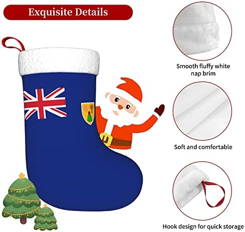 Qg zzx božićne čarape s bijelom super mekom plišanom manžetom zastave Turka i otoka Caicos Xmas čarape za božićne ukrase