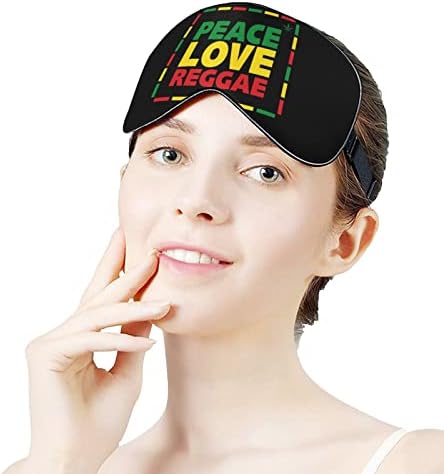FunnyStar Peace Love Reggae Soft Sleep Mask Pokrivač za oči za spavanje s povezom očiju savršeni blokovi svjetla s podesivim