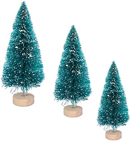 Nuobesty Home Decor Mini božićna drvca Mini Snow Frost Stabl Mala stabla borova s ​​drvenim bazama za božićni ukras DIY Craft