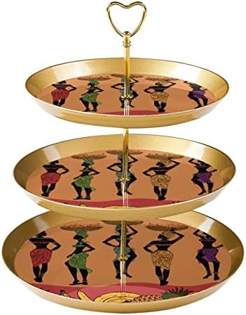 3 nivoa torti, pleme Afrikanaca Slikanje voća Slikanje deserta Tower, plastični okrugli držač kolača Posluživanje za vjenčanje