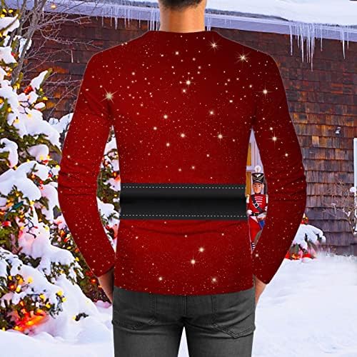 ZDFER majice s dugim rukavima za muškarce, božićni tisak okrugli vratni vrhovi ležerne labave majice, osnovne duksere za