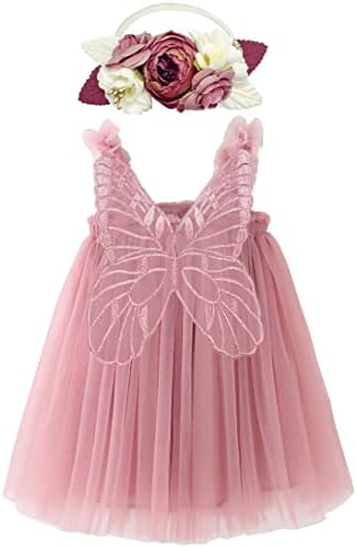 Bgfks slojeviti leptir tulu tutu haljina za djevojčice, malu djecu princeza haljina s cvjetnom trakom za glavu
