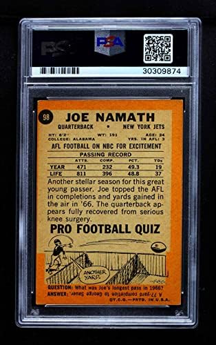 1967. Topps 98 Joe Namath New York Jets PSA PSA 5.00 Jets