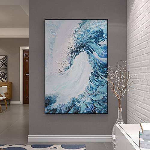 Ručno oslikana vertikalna uljana slika - Sažetak teksturiranog oceanskog vala velike veličine Ulazno umjetničko ulje Slikanje