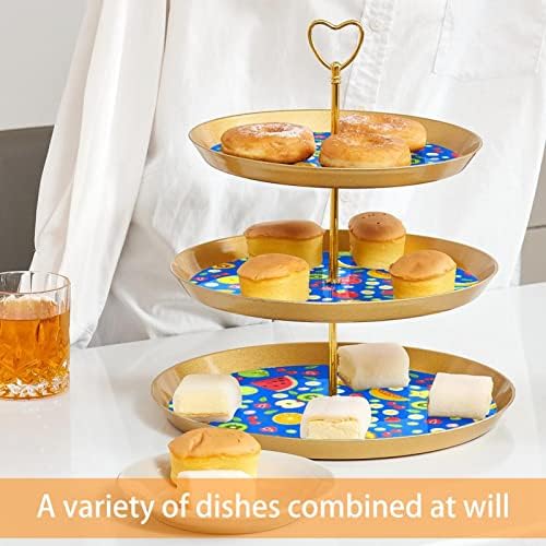 Lyetny 3 sloj deserta za torte stalak za zlatni kolač pecivo za čajnu zabavu, vjenčanje i rođendan, šareno ljetno voće banana
