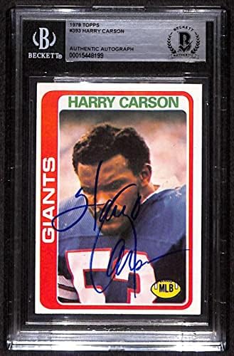 393 Harry Carson Hof - 1978. Topps nogometne kartice ocjenjivale su BGS Auto - NFL Autographed nogometne kartice