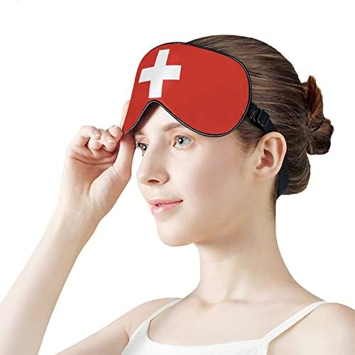 Švicarska zastava tiskana maska ​​za oči za spavanje meka sljepci za oči s podesivim remenom noćnog sjenila putovanja za