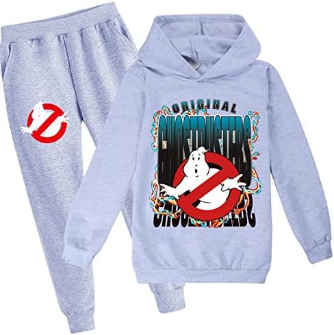 Hoertu Teens 2 -Piece Outfits sets Ghostbusters Twishirts Pulover Hoodie i Jogger hlače sets povremene staze za dječake