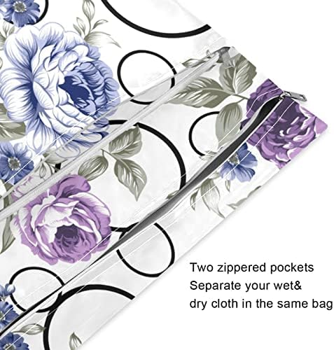 Kigai 2pcs vodootporne mokre vrećice elegantno cvjetove pranje se za višekratnu upotrebu mokrih suhe torbe s dvije patentne