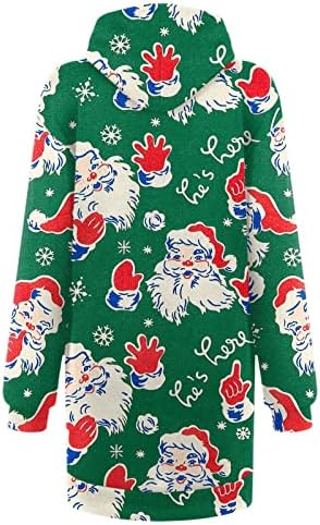 Nokmopo božićna haljina za žene modno ležerni božićni print džep dugih rukava pulover srednje dužine haljine