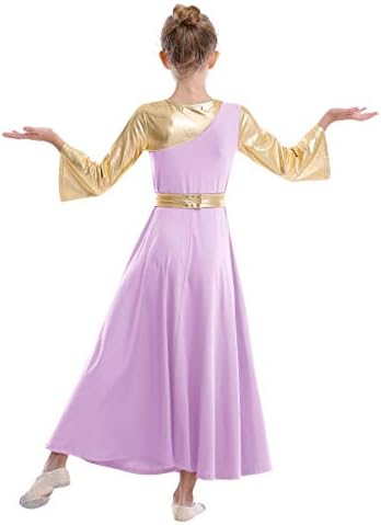 Owlfay hvale plesne haljine za djevojčice Zlatne metalne boje blok liturgijskog bogoslužja proslava plesne odjeće duha pohvale