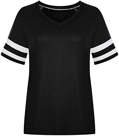 Pamučna bluza majica za dame ljetna jesenska odjeća s kratkim rukavima moda v vrat prugasta labava fit bluza 0p 0p 0p