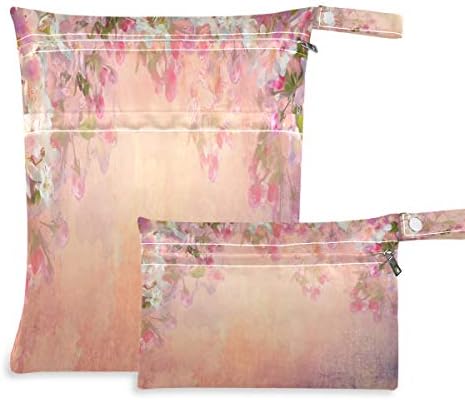KeePreal Vintage cvjetanje trešnje Print vodootporne vlažne vrećice - stroj za pranje | Mokra suha torba za platnene pelene,
