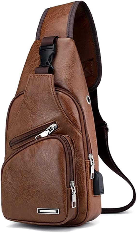 Muška kožna vrećica s višenamjenskim daypackom na ramenu Crossbody torba crna s USB priključkom za punjenje