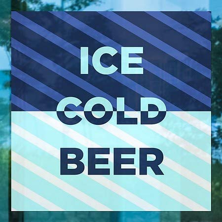 CGSIGNLAB | Ice hladno pivo -Stripes plavo prilijepljenje prozora | 16 x16