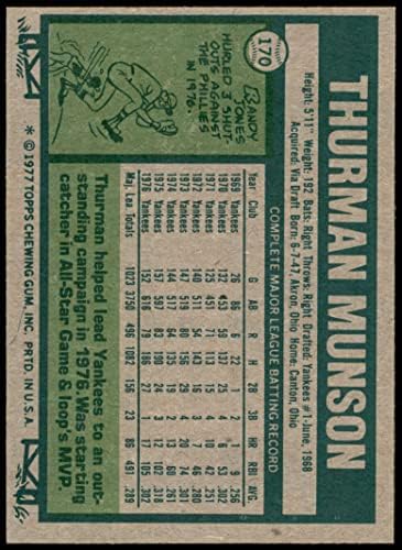 1977. Topps 170 Thurman Munson New York Yankees VG/EX Yankees