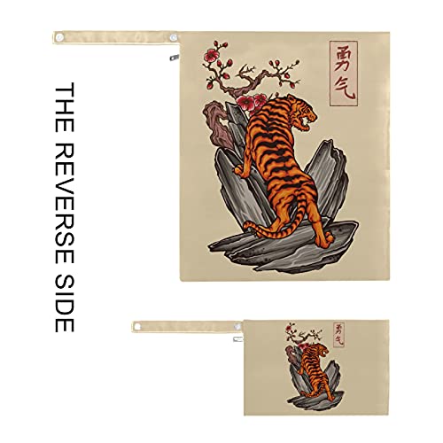 Japanski tiger tetovaža hrabrost vodonepropusna mokra vrećica za pranje za pranje za putovanja, plažu, bazen, kolica, pelene,
