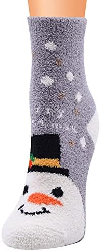 Božićne čarape za Žene, Ležerne božićne čarape s uzorkom od koraljnog runa, udobne sportske čarape s cijevima