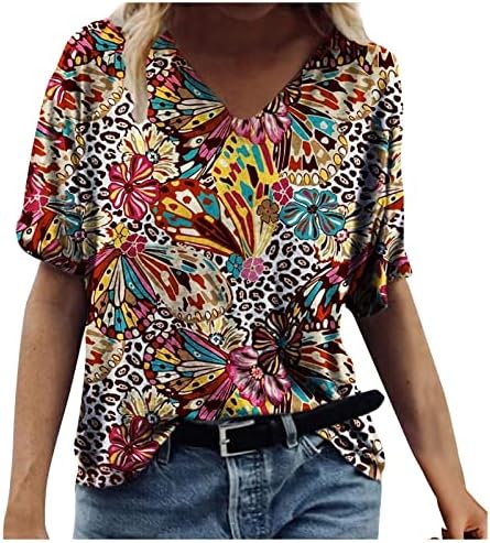 Ženska modna majica s cvjetnim grafičkim printom majice kratkih rukava bluze 2023 ljetne Ležerne majice