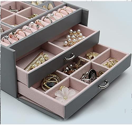 CFSLP Organizator kutije za nakit Organizator Veliki prsten Ogrlica zaslon šminka Kolat za kožni nakit s bravom za žene