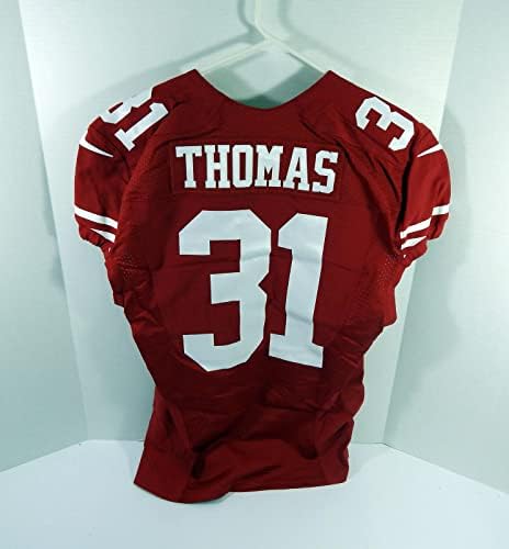 2015 San Francisco 49ers Thomas 31 Igra izdana Red Jersey 70 godina P 42 9 - Nepotpisana NFL igra korištena dresova