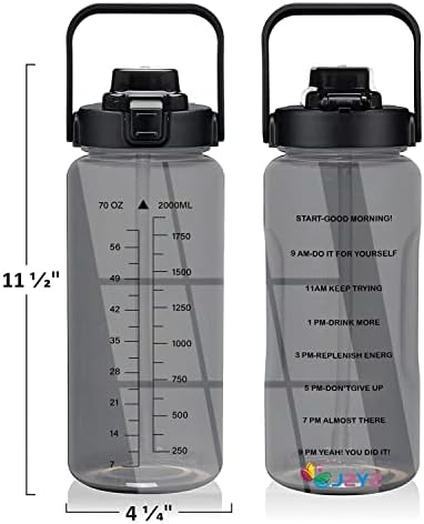 JZYZ Velika 2L boca vode s rukavom-Inspirativni vremenski marker, tritanski tritanski propust, bez BPA, izolirani neopren,