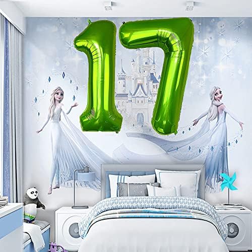 Zelena 17 broj balona 40 inčni jumbo folija baloni PROM Balloon za dječaka djevojčicu 17. rođendan ukras za zabavu 17 Objeljenja