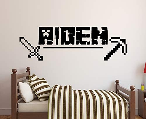 Personalizirani naziv video igrača zidna naljepnica - Igračka zidna naljepnica - Djeca spavaće sobe Zidni dekor prilagođeni