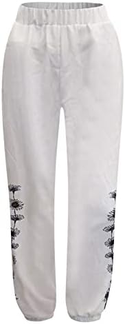 Pamučne lanene Capri hlače, Ženske Ležerne ljetne Capri hlače s džepovima visokog struka, udobne hlače za plažu od maslačka