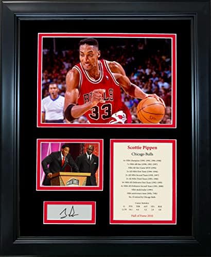 Uokvireni Scottie Pippen Hall of Fame Facsimile Laser ugravirani potpis Auto Chicago Bulls košarka 12 X15 foto kolaž