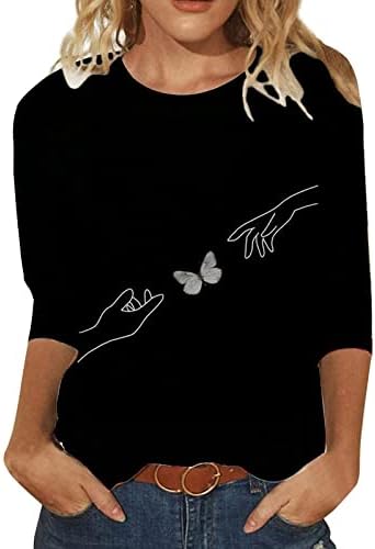 Nokmopo majice za žene casual moda Valentinovo print dugi rukav O-Neck Pulover Top Basic Pleteni majice