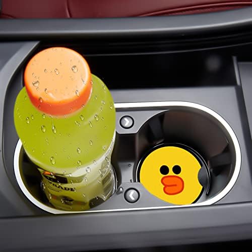 Jupswan Car Cupholder Coaster Apsoaster 2 Pack Slatka zabavna crtića Smiješna žuta patka Lice Design Guma Nova automobilska