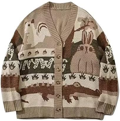 Pletena za muške kardigan džemper jakna modna rever labava plus kabel s kabelom za patentni zatvarač Knited kaput Henley