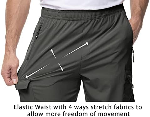TBMPOY muške planinarske hlače brze suhe lagane elastične struke otporne na vodu na otvorenom s 5 džepova