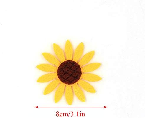PZRT 5PCS Suncokret Felt Flastes Dia. 8 cm ručno izrađene zakrpe suncokreta za ukras za svadbene zabave