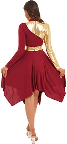 TSSOE Žene asimetrične metalne blok u boji lirički plesni kostim prekrivanje haljina hvale plesnu tuniku
