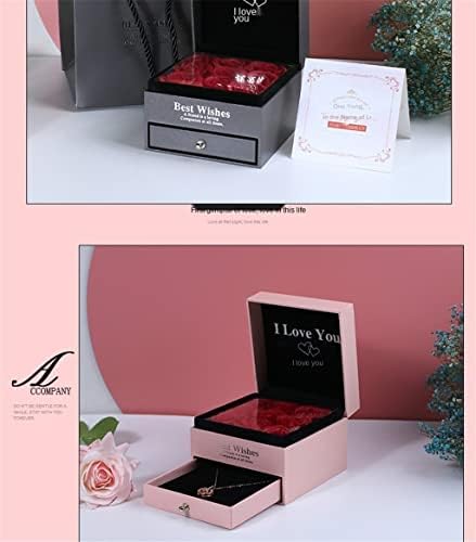 GXBPY Valentinovo cvjetni nakit poklon kutija ruža ogrlica dvostruka ladica poklon za mamu djevojke pokloni djevojke