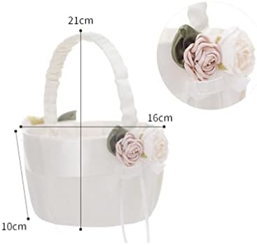 Jastuci za predstavljanje prstena vjenčane košare za cvjetne djevojke satenske cvjetne košare s mašnom i romantičnim laticama