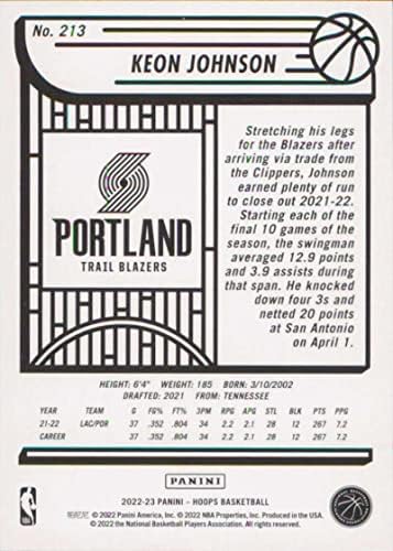 2022-23 Panini NBA obruči 213 Keon Johnson NM-MT Portland Trail Blazers košarkaška trgovačka karta NBA