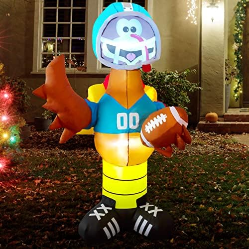 Comin Dan zahvalnosti napuhavanja 6ft američki nogomet puretina s ugrađenim LED-ovima Blow Up dvorište za blagdanske zabave