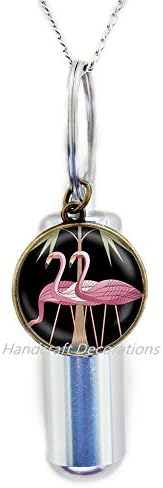 HandcraftDecorations Urnk Flamingo kremiranje Urn Ogrlica Tropska ptica nakit Nature Art Urn.F127