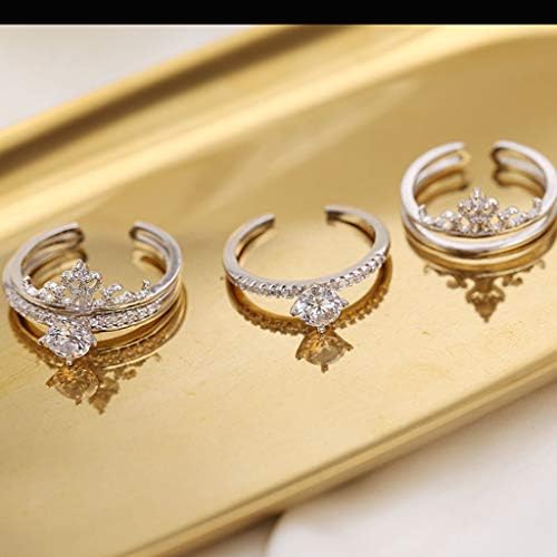 Prsten kombinirani nakit kruna modno otvaranje dame cirkon podesivi trend prstenovi za slaganje prstenova srebra