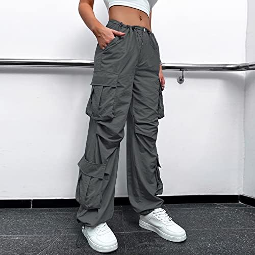 Ženske vrećaste teretne hlače visoke gumb za gumb plus veličina Y2K hlače ravne široke noge Atletic Workion Lounge hlače