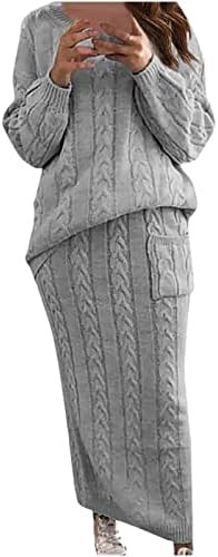 Ženski džemper odijelo seksi od ramena Preveliki kabel dugih rukava pleteni topli 2pcs pletiva duge hlače Tops set