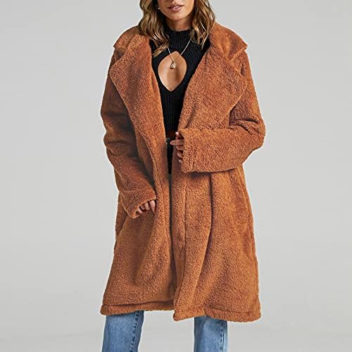 Ženski runo dugi kaput zima toplo ležerno plus jesenski kaputi čvrsti vitki jakna s remenom dugi rukavi zgušnjavaju kardigan