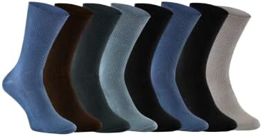 Rainbow čarape - Ženski muškarci Dijabetični neobvezujući labave čarape - 8 parova - tamne boje - Veličina Us 11,5-13 EU
