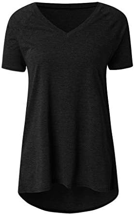 Ženske duge košulje casual 2023 Ljetni majica s kratkim rukavima s V-izrezom od solidne boje majice vrhovi labava košulja